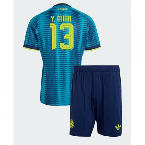 Stroje piłkarskie Kolumbia Yerry Mina #13 Koszulka Wyjazdowej dla dzieci MŚ 2026 Krótki Rękaw (+ szorty)
